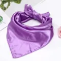 Purple satin silk square scarf elegant women hair band neckerchief stylish fashion accessory. - Violet