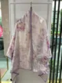 Elegante sciarpa lunga in seta stile cinese con stampa floreale moda versatile. - Stile-2