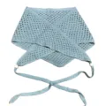 Light blue crochet knit triangle scarf hollow head wrap vintage boho neck tie shawl for women - Gray