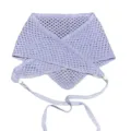 Lavender knit hollow out triangle scarf multi-functional knitted shawl with beads and ties - Lavender