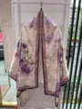 Chinese style floral print silk scarf, elegant purple long shawl for women, versatile accessory. - Style 9 (Vintage Garden Birds)