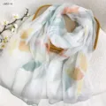 Elegant floral print women chiffon scarf, lightweight sun protection scarf for summer beach. - RY-06