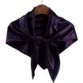 Sciarpa di seta viola scuro tinta unita raso quadrato scialle donna elegante foulard 90cm. - Viola e Nero