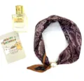 Foulard de soie long pour femme mode avec boucle aimantée perle impression vintage décoration - KK-7