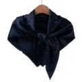 Dark blue satin square scarf for women, 90cm silk feel elegant neckerchief shawl. - Black Blue