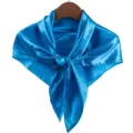 Sciarpa quadrata in raso blu da donna fazzoletto da collo professionale foulard setoso - Blu