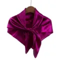 Women solid color imitation silk square scarf 90cm satin shawl neckerchief variant - Fuschia