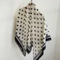 Retro black and white polka dot scarf for women, lightweight spring and summer fashion shawl. - ZS-8
