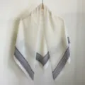 White vintage paisley border square scarf lightweight shawl for women elegant fashion accessory - ZS-11