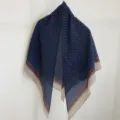 Vintage blue patterned square scarf for women, stylish lightweight thin shawl and neckerchief. - ZS-12