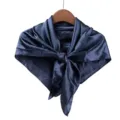 Solid navy blue satin square scarf, 90cm elegant silk feel neckerchief for women fashion. - Navy Blue