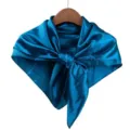 Solid color satin square scarf, 90cm teal silk feel neckerchief and hair scarf for women. - Aqua