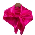 Solid color magenta satin square scarf for women, elegant 90cm silk feel hair scarf and shawl. - Scarlet