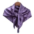 Purple satin square scarf for women, elegant solid color neckerchief and hair scarf 90cm. - Violet