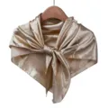 Champagne satin square scarf, 90cm silky neckerchief elegant shawl for women - Camel