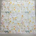 Retro watercolor floral square silk scarf for women, elegant 90cm headscarf and neckerchief. - YY-11