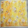 Women large square silk scarf yellow floral pattern retro elegant decorative neckerchief 90cm - YY-17