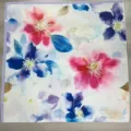 Vintage watercolor floral square scarf silk headscarf elegant women fashion neck wrap 90cm - YY-19