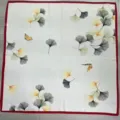 Ginkgo leaf butterfly square scarf 90cm vintage women silk kerchief hair band neck wrap - YY-20