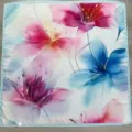 Donna foulard quadrato floreale acquerello, leggero traspirante estate protezione solare. - YY-3