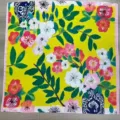 Floral print square silk scarf, vibrant yellow background, versatile sun protection shawl. - YY-5