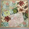 Vintage floral patchwork square scarf, retro botanical printed silk scarf for women stylish. - YY-9