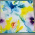Women square silk scarf, abstract floral print design, vintage style sun protection shawl, 90cm. - YY-11