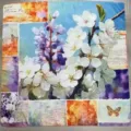 Vintage floral printed square scarf for women, elegant retro silk scarf for spring and summer. - YY-12