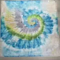 Vintage tie-dye square scarf for women, elegant watercolor spiral design, versatile hair scarf. - YY-13