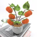 Handmade crochet persimmon potted plant artificial flower home decor desktop handmade gift. - Persimmon Potted Plant
