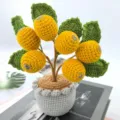 Handcrafted crochet orange tree potted plant, lovely yarn fruit bonsai for home decor and gifts. - Loquat Potted Plant
