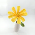 Handcrafted yellow crochet flower detail, beautiful knitted yarn bouquet gift for home decor. - Yellow