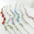 Handmade crochet wool flower bouquet finished product with spiraea leaves for home decor. - Pure White Finished Product