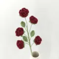 Handcrafted crochet red rose bouquet finished product, elegant knitted flower decor for home gift. - Version D / Red