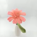 Handmade crochet pink flower detail, crafted wool floral art piece, elegant home decor gift. - Rouge Red
