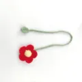Handmade crochet flower bookmark with green stem, cute knitted page marker for reading books. - Little Red Flower Bookmark / Red