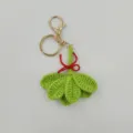 Handmade crochet pomelo leaf keychain, cute green woven bag charm and gift pendant - 7*7.5CM / Bud Green