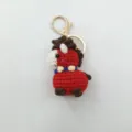 Handmade crochet pony keychain cute red horse plush bag pendant knitted animal key ring gift - Red Pony Finished Product