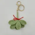 Handcrafted crochet pomelo leaf keychain green woven bag charm pendant cute handmade accessory ornament - 7*7.5CM / Mint Green