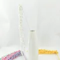 Handcrafted crochet hanging rice flower bouquet white yarn arrangement with ceramic vase - White