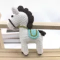 Handmade crochet white horse plush toy pendant, cute lucky animal charm for car decor. - White