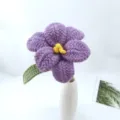 Handcrafted crochet purple flower everlasting bouquet with vase, exquisite detail home decor display. - Purple Series B