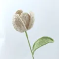 Detalle de flor de tulipán de ganchillo hecha a mano, exquisita decoración de lana. - Serie blanco B
