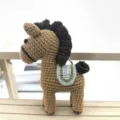 Handcrafted crochet horse keychain cute plush toy bag charm brown yarn animal accessory - Coffee