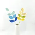 Handmade crochet leaf branch artificial flower bouquet home decor vase arrangement - Gradient Yellow Rose Leaves