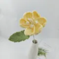 Handmade crochet yellow flower potted plant knitted bouquet for home room decor gift - Light Yellow