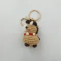 Handmade crochet pony keychain, cute knitted horse bag charm and car key ring accessory. - Yellow-Brown Pony Finished Product