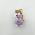 Handmade crochet pony keychain, cute wool plush toy pendant with gold ring for bags and keys. - Purple Pony Finished Product