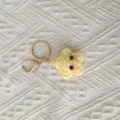 Handmade cute yellow star crochet keychain with gold metal ring for bags and keys. - Small Star Pendants