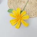 Handmade crochet yellow flower knitted wool floral home decor ornament single stem piece - Yellow